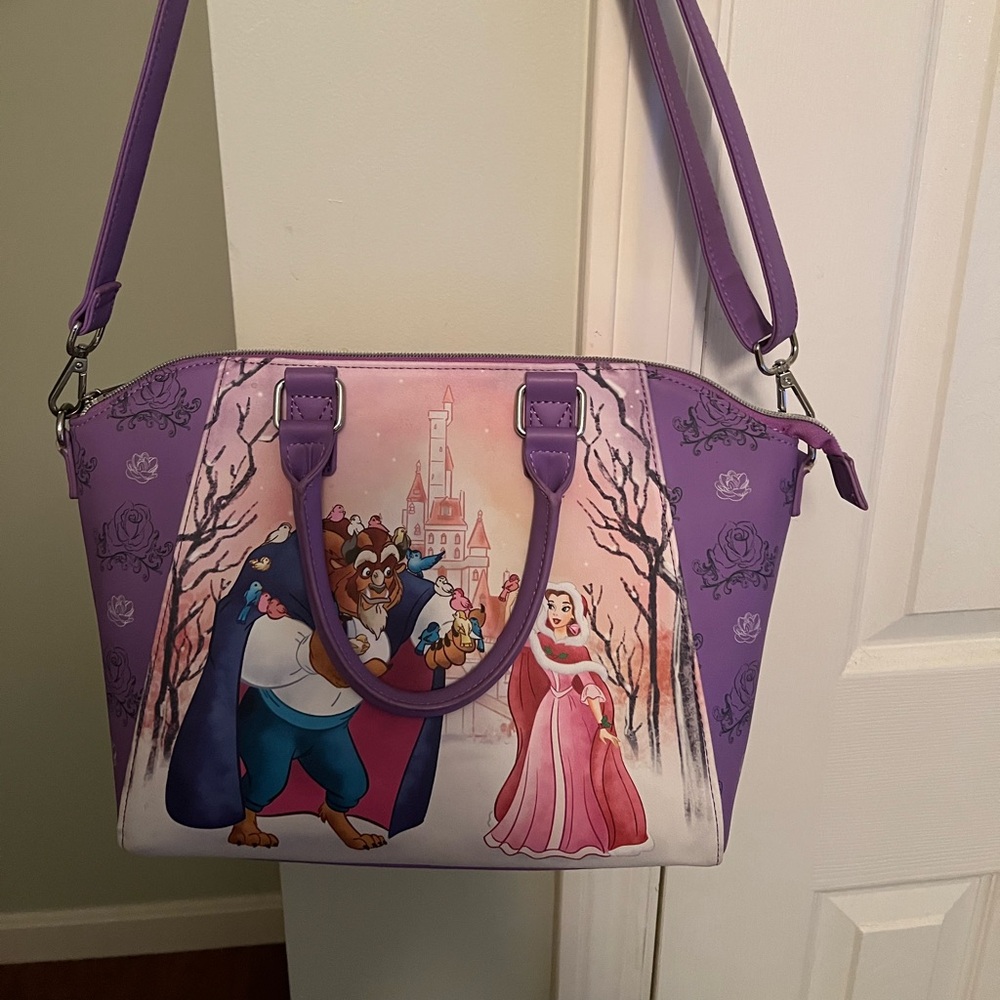 Disney Beauty and the Beast Christmas Loungefly Purple Satchel Shoulder Bag